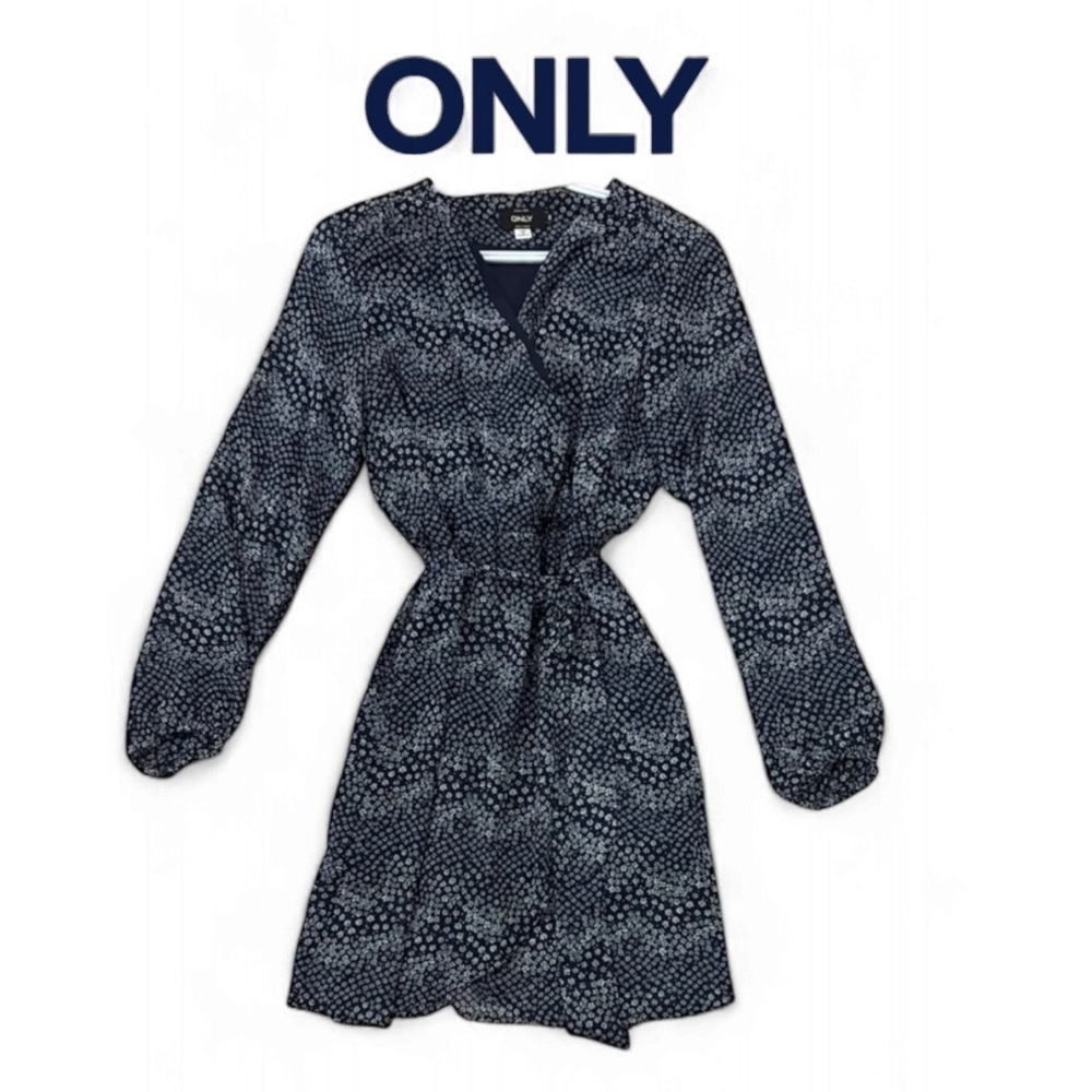 Only Blue Sheath Dress with Bishop Sleeves